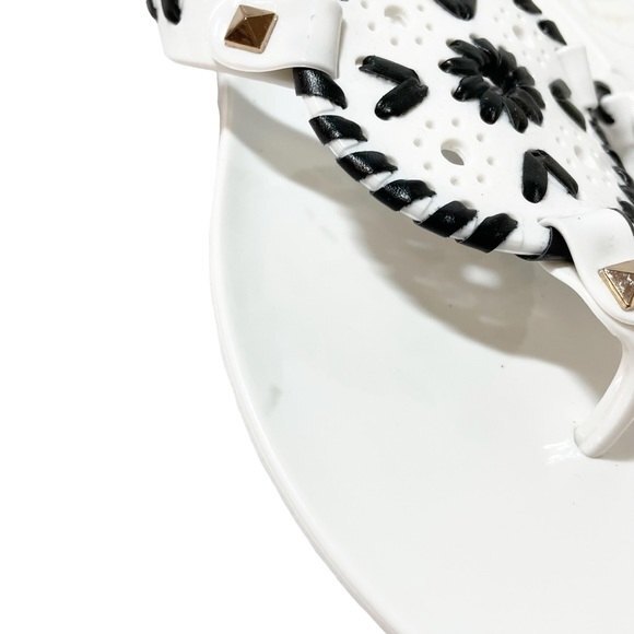 Jack Rogers Georgica Jelly Flip Flop Thong Sandals White & Black Women’s Size 5 - Picture 9 of 14